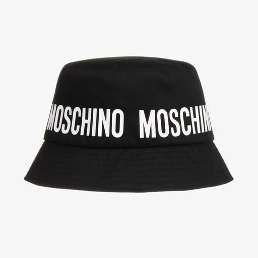 Moschino Kid-Teen-Black Cotton Bucket Hat | Childrensalon