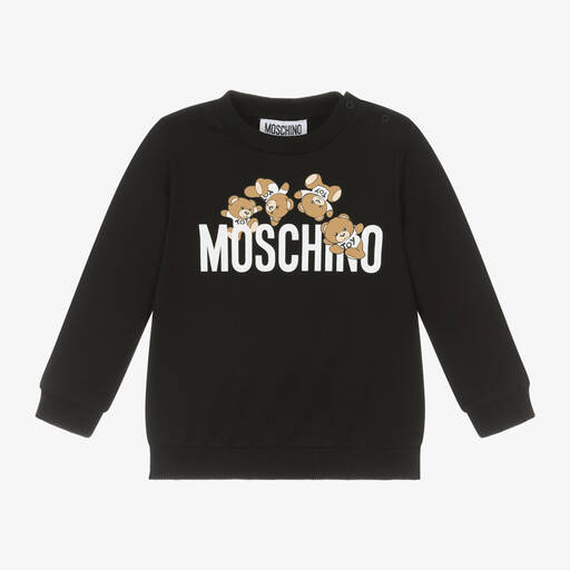 Moschino Baby-Black Cotton Teddy Bear Baby Sweatshirt | Childrensalon