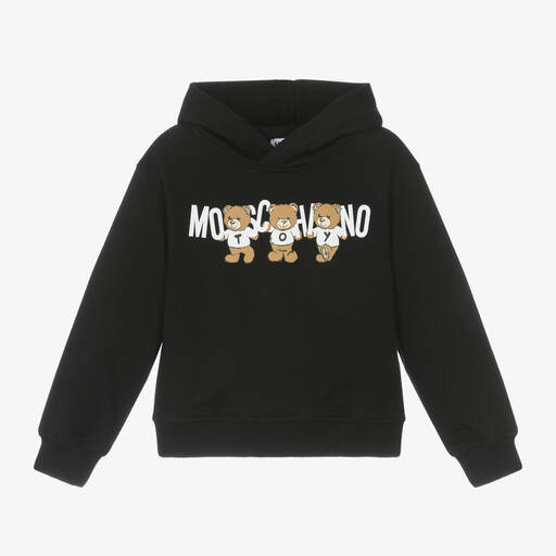 Moschino Kid-Teen-Black Cotton Teddy Bear Hoodie | Childrensalon