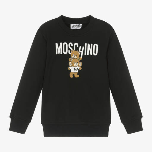 Moschino Kid-Teen-Black Cotton Teddy Bear Sweatshirt | Childrensalon