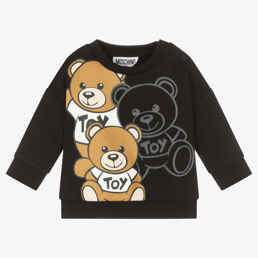 Moschino Baby-Black Giant Teddy Bear Baby Sweatshirt | Childrensalon