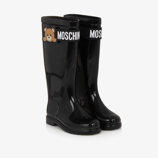Moschino-Black Teddy Bear Rain Boots | Childrensalon
