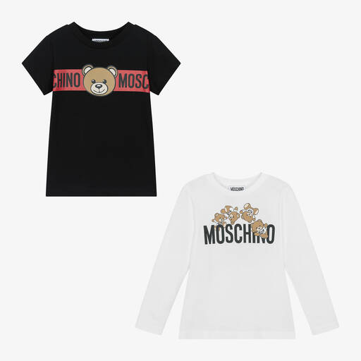 Moschino Kid-Teen-Black & White Cotton Tops (2 Pack) | Childrensalon