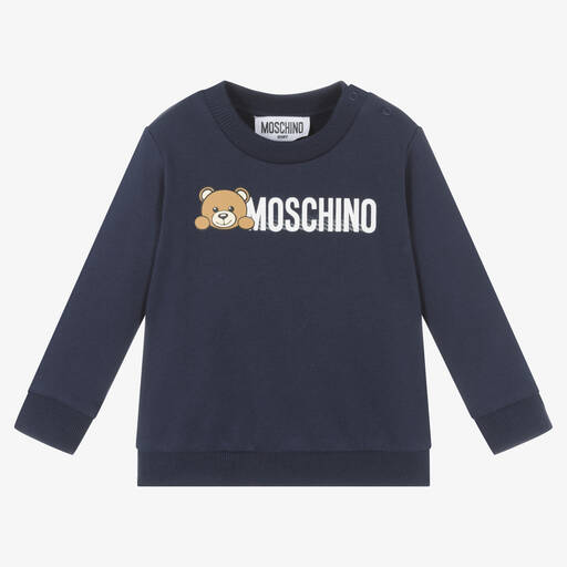 Moschino Baby-Blaues Baumwoll-Teddybär-Sweatshirt | Childrensalon