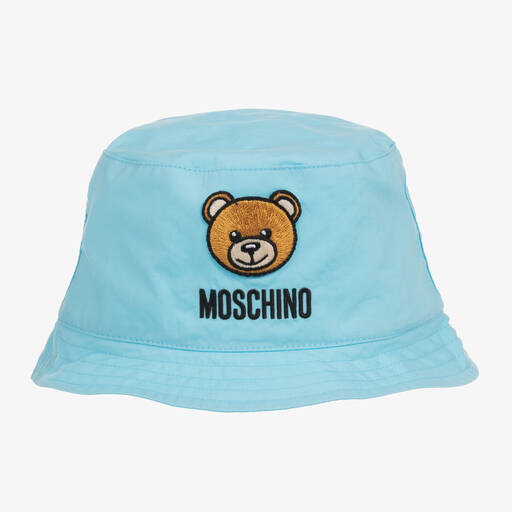 Moschino Baby-قبعة بطبعة تيدي بير قطن بوبلين لون أزرق | Childrensalon