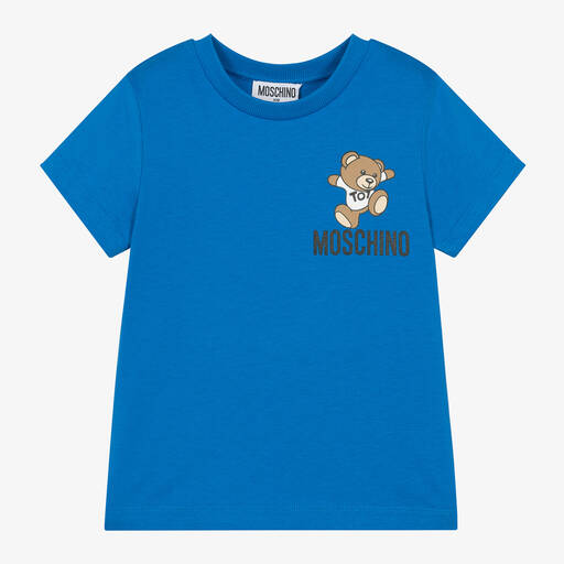 Moschino Kid-Teen-Blue Cotton Teddy Bear T-Shirt | Childrensalon