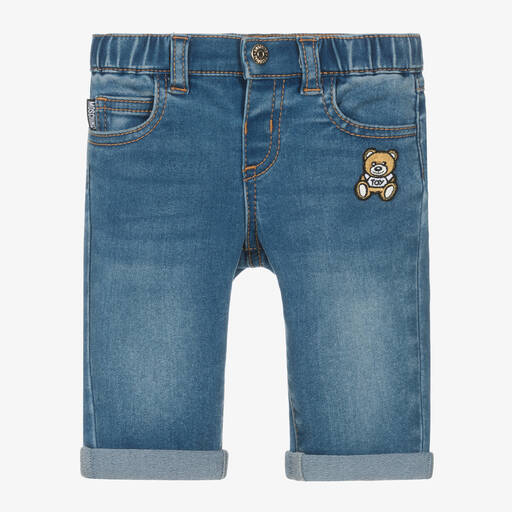 Moschino Baby-Blue Denim Teddy Logo Jeans | Childrensalon