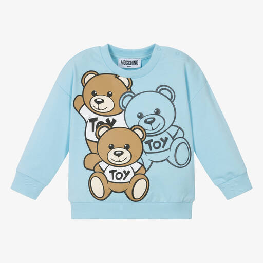 Moschino Baby-Blue Giant Teddy Bear Baby Sweatshirt | Childrensalon