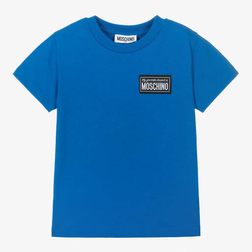 Moschino Kid-Teen-Blue Label Logo Cotton T-Shirt | Childrensalon