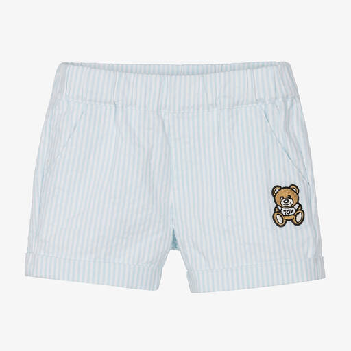 Moschino Baby-Blue Stripe Seersucker Shorts | Childrensalon