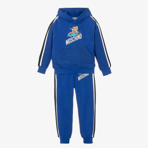 Moschino Kid-Teen-بدلة رياضية بطبعة تيدي بير قطن لون أزرق للأولاد | Childrensalon