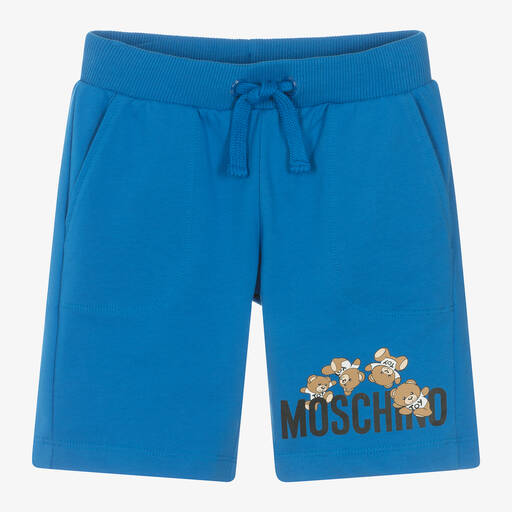 Moschino Kid-Teen-Boys Blue Teddy Bear Cotton Shorts | Childrensalon