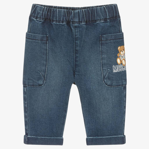 Moschino Baby-Boys Blue Teddy Bear Denim Jeans | Childrensalon