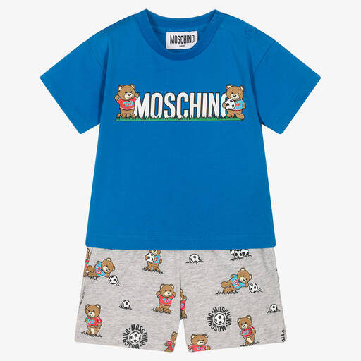 Moschino Baby-Boys Blue Teddy Bear Shorts Set | Childrensalon