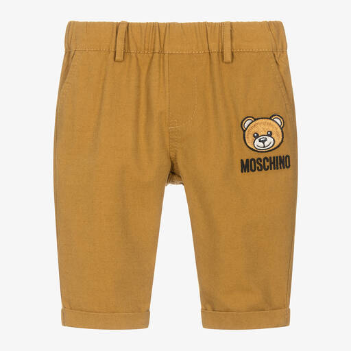 Moschino Baby-Boys Brown Cotton Teddy Bear Trousers | Childrensalon
