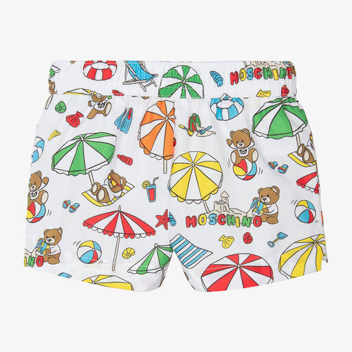 Moschino Baby-Boys White Holiday Teddy Bear Swim Shorts | Childrensalon