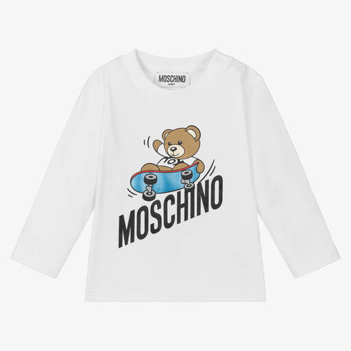 Moschino Baby-Boys White Skateboarding Teddy Bear Top | Childrensalon