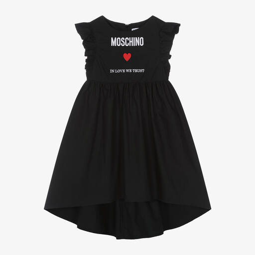 Moschino Kid-Teen-Girls Black Cotton Heart Dress | Childrensalon