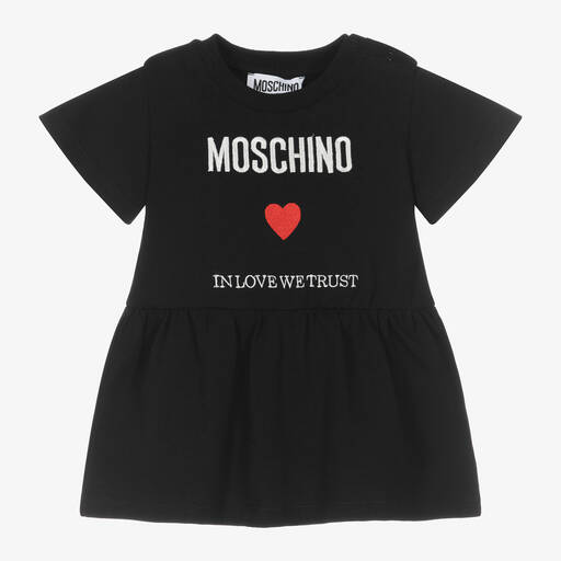 Moschino Baby-Girls Black Cotton Heart Dress | Childrensalon