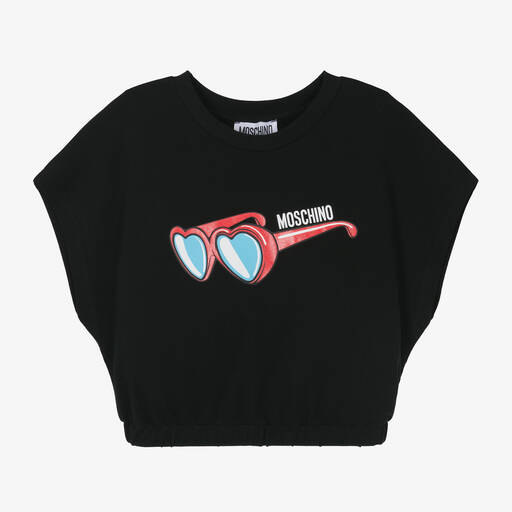 Moschino Kid-Teen-Girls Black Cotton T-Shirt | Childrensalon