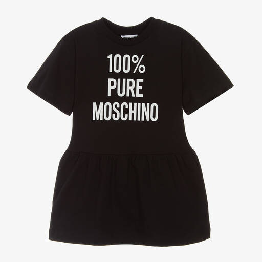 Moschino Kid-Teen-Girls Black Cotton T-Shirt Dress | Childrensalon