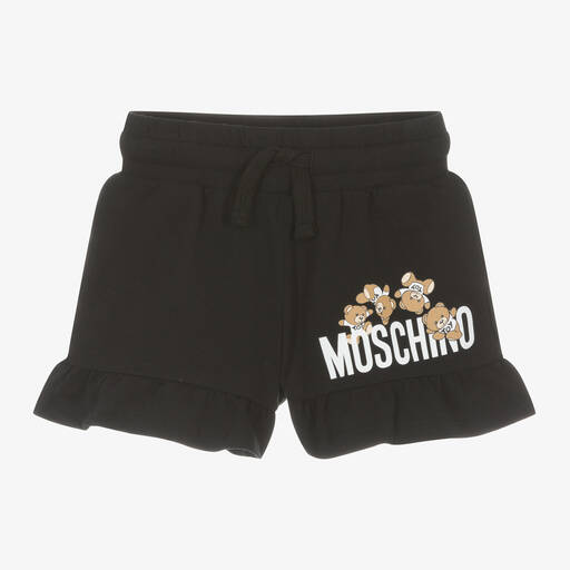 Moschino Kid-Teen-Girls Black Cotton Teddy Bear Shorts | Childrensalon