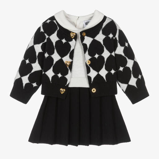 Moschino Baby-Girls Black Cotton & Wool Knit Dress Set | Childrensalon
