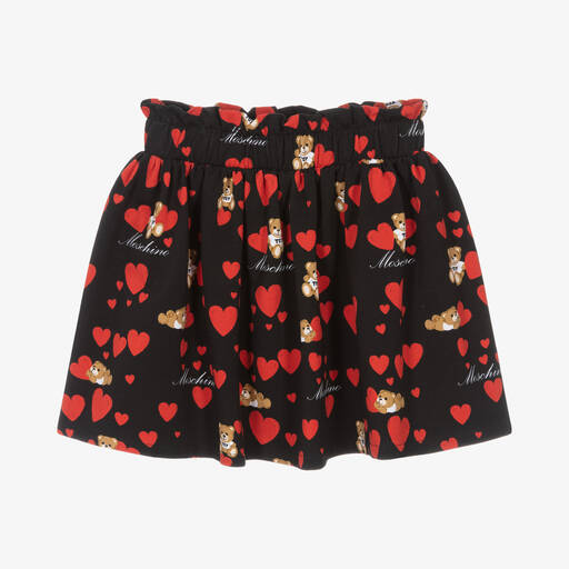 Moschino Kid-Teen-Girls Black Heart & Teddy Bear Skirt | Childrensalon