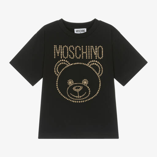 Moschino Kid-Teen-Girls Black Studded Teddy T-Shirt | Childrensalon