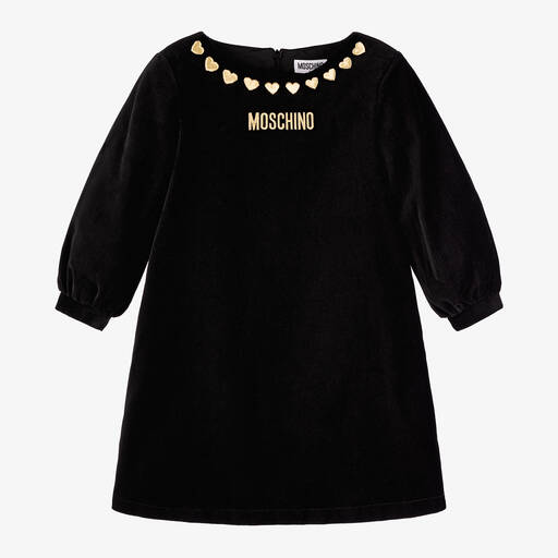 Moschino Kid-Teen-Girls Black Velvet Hearts Dress | Childrensalon