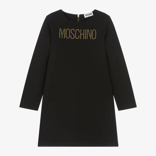 Moschino Kid-Teen-Girls Black Viscose Milano Jersey Dress | Childrensalon