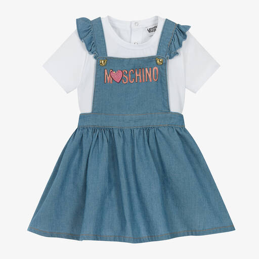 Moschino Baby-Girls Blue Denim Dress Set | Childrensalon