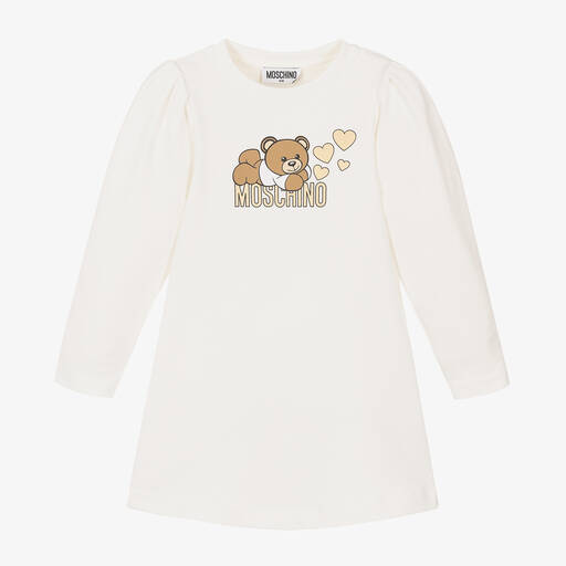 Moschino Kid-Teen-Girls Ivory Cotton Teddy Bear Dress | Childrensalon