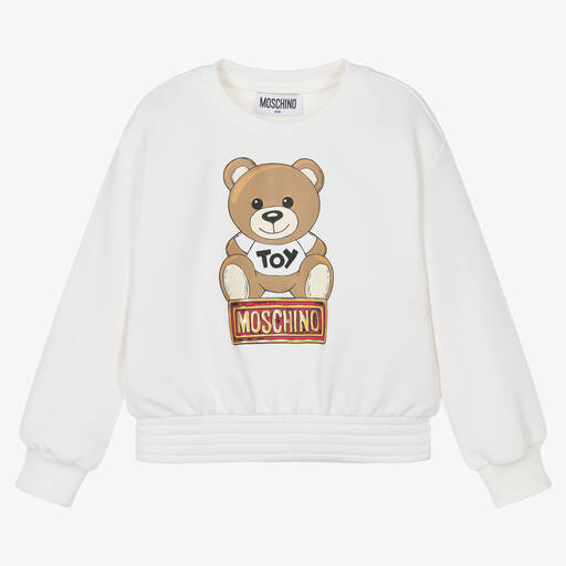 Moschino Kid-Teen-Teddy-Baumwoll-Sweatshirt Elfenbein | Childrensalon