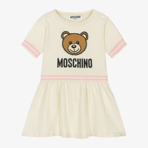 Moschino Baby-Girls Ivory Cotton & Wool Knit Dress | Childrensalon