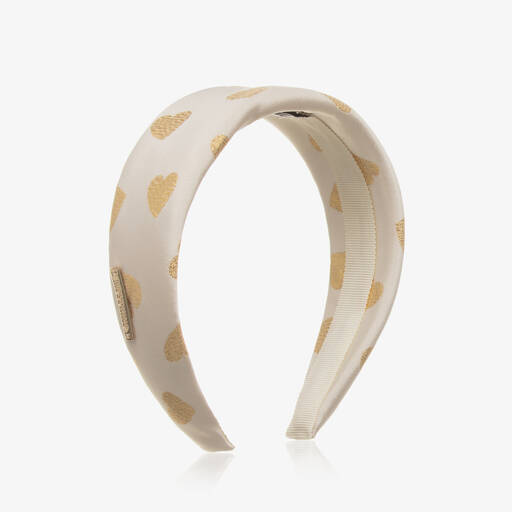 Moschino Kid-Teen-Girls Ivory Heart Print Hairband | Childrensalon