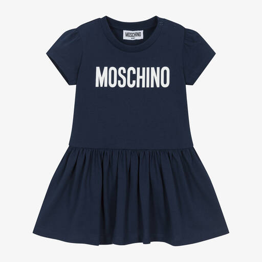 Moschino Baby-Girls Navy Blue Cotton Dress | Childrensalon