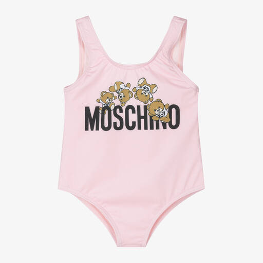 Moschino Baby-Girls Pale Pink Bear Swimsuit | Childrensalon