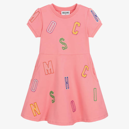 Moschino Kid-Teen-Girls Pink Cotton Jersey Dress | Childrensalon