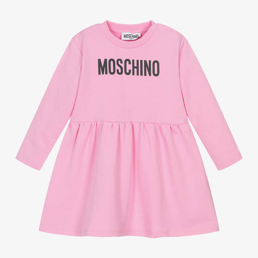 Moschino Baby-Розовое платье из хлопкового джерси для девочек | Childrensalon