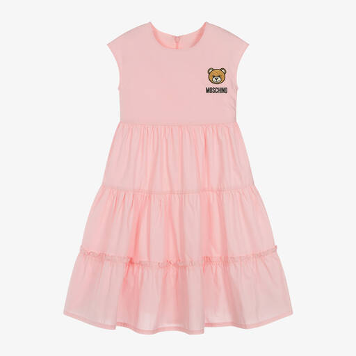 Moschino Kid-Teen-Girls Pink Cotton Midi Dress | Childrensalon