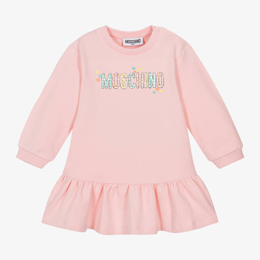 Moschino Baby-Розовое хлопковое платье свитшот для девочек | Childrensalon