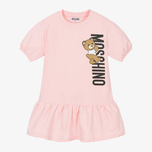 Moschino Kid-Teen-Girls Pink Cotton Teddy Bear Dress | Childrensalon