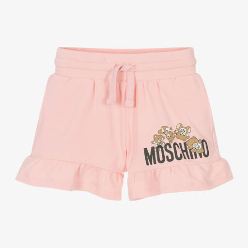 Moschino Kid-Teen-Girls Pink Cotton Teddy Bear Shorts | Childrensalon
