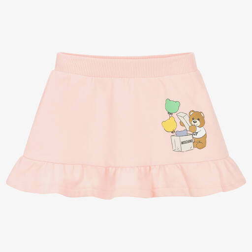 Moschino Baby-Girls Pink Cotton Teddy Bear Skirt | Childrensalon