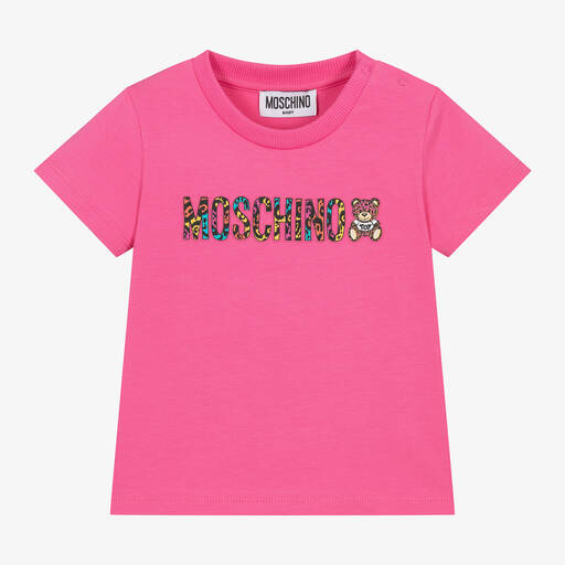 Moschino Baby-تيشيرت بطبعة تيدي بير قطن جيرسي لون زهري | Childrensalon