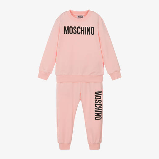 Moschino Kid-Teen-Girls Pink Cotton Tracksuit | Childrensalon