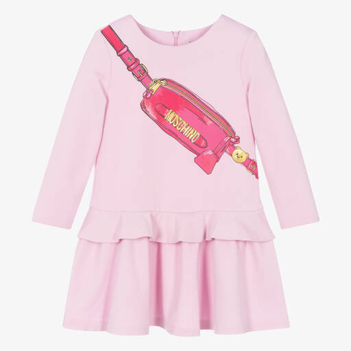 Moschino Kid-Teen-Girls Pink & Gold Bag Print Dress | Childrensalon