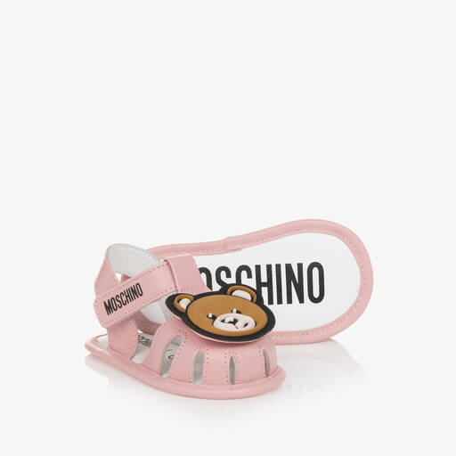 Moschino Baby-Sandales roses en cuir bébé fille | Childrensalon