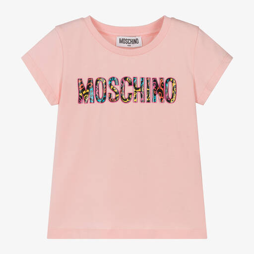 Moschino Kid-Teen-Girls Pink Leopard Print Cotton T-Shirt | Childrensalon
